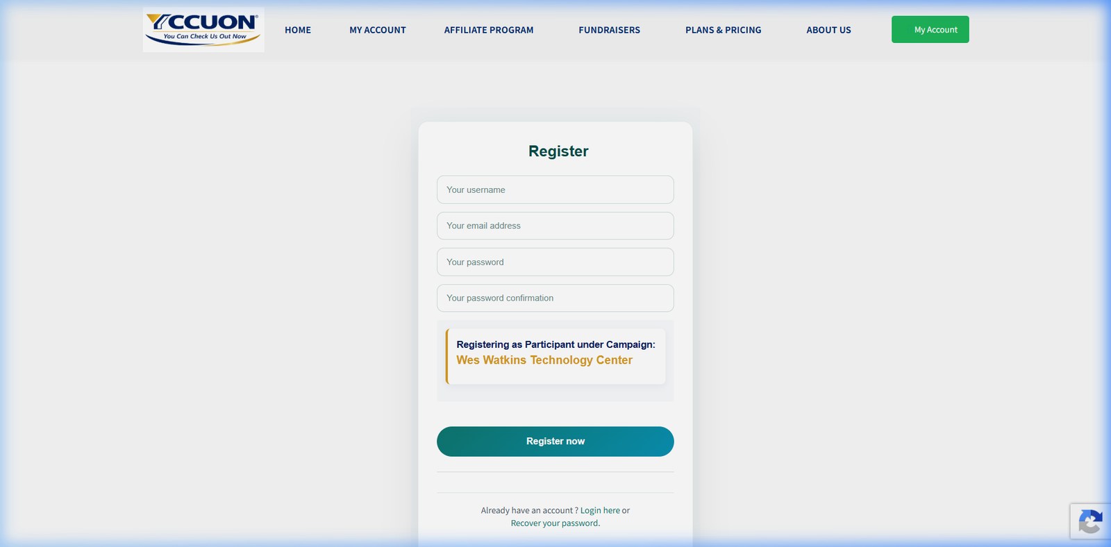 Participant details form