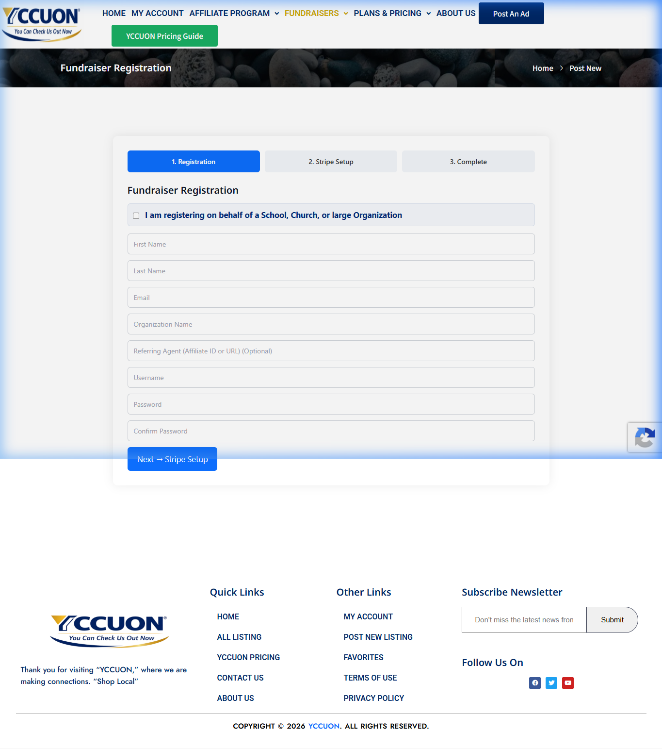 Registration Form Step 1