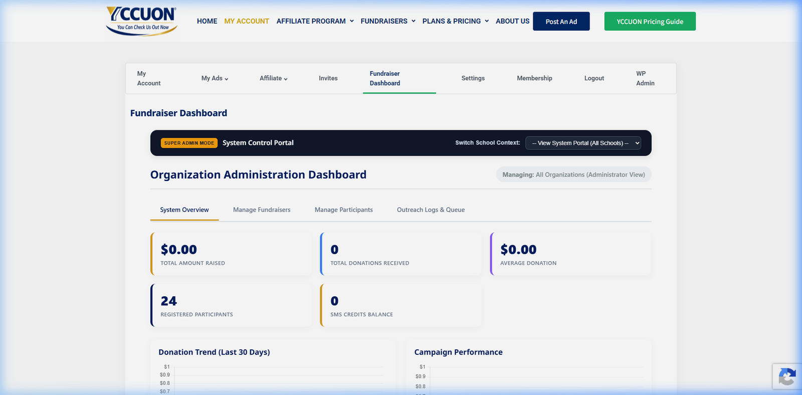 School admin dashboard stats
