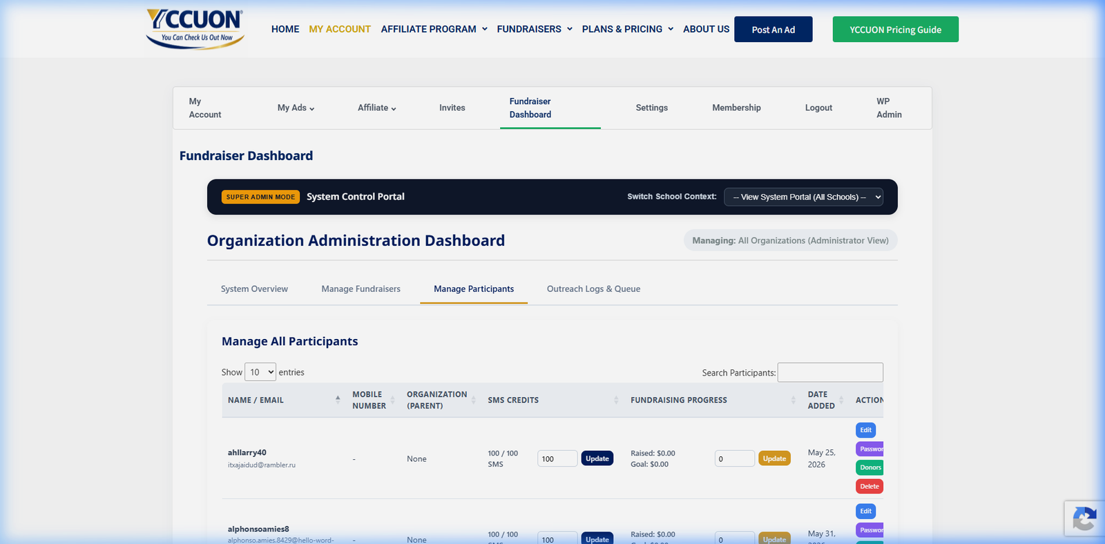 School admin student manage panel