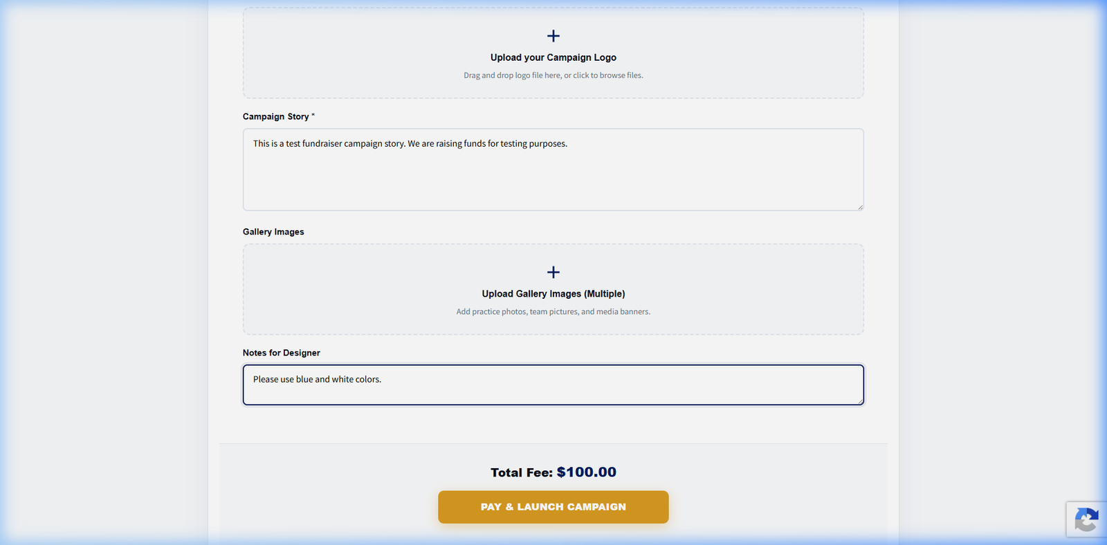 Campaign Form Details Info