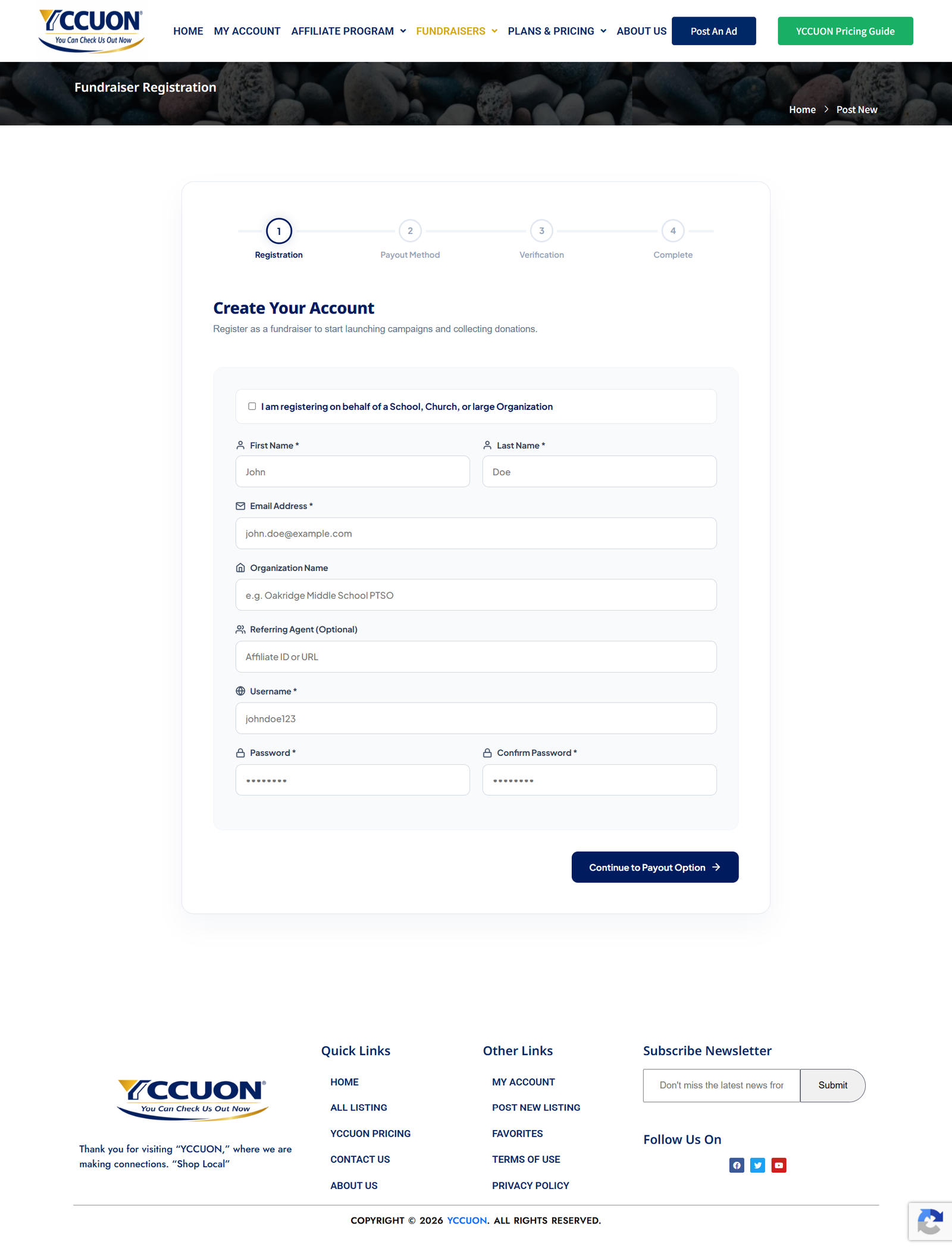 Live View - Account Credentials Form