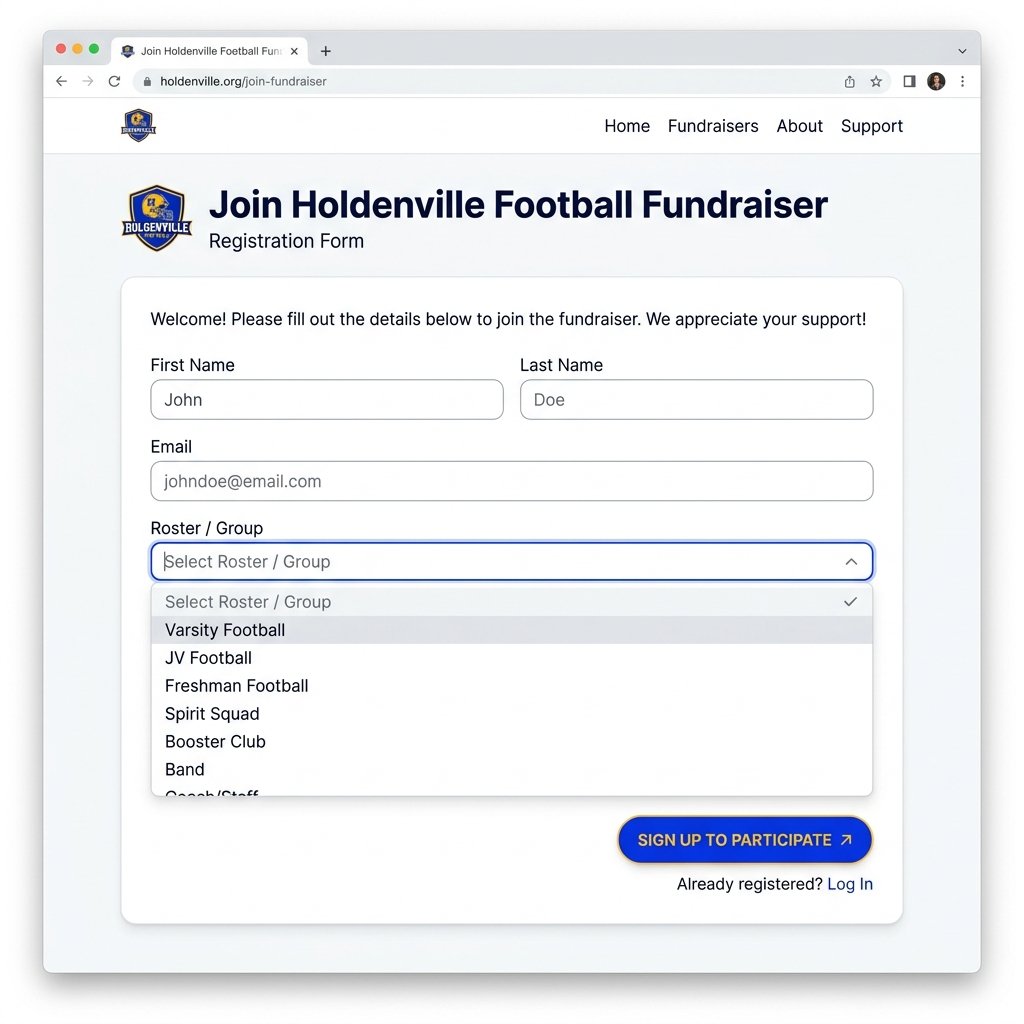 Participant register mobile form