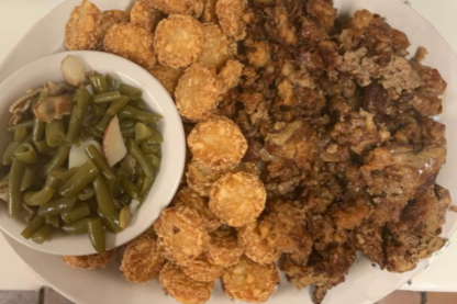 Try our Fried Chicken Liver Dinner at Cowpokes Café