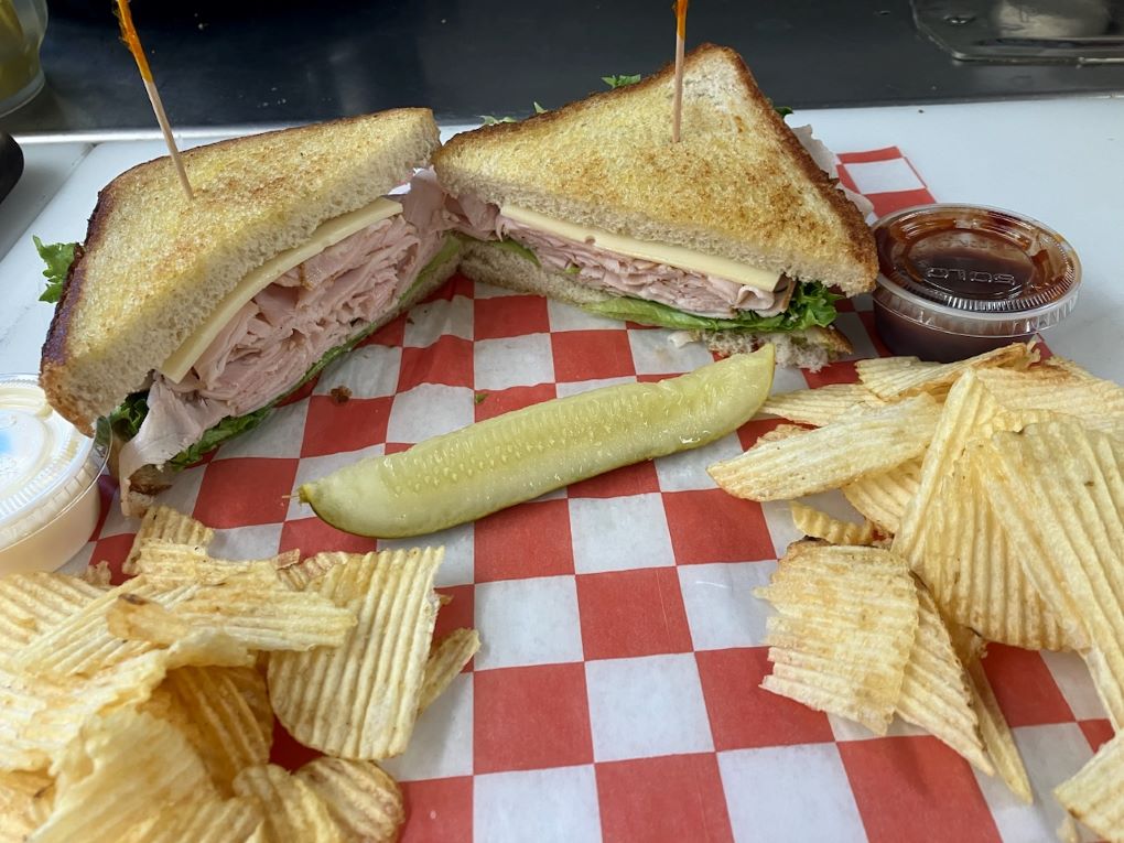 John's Bar BQ Lunch Special Smoked Turkey and Swiss Sandwich