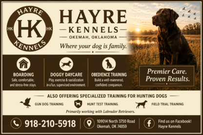 Hayre Kennels | Dog Boarding, Doggy Daycare & Hunting Dog Training in Okemah, Oklahoma